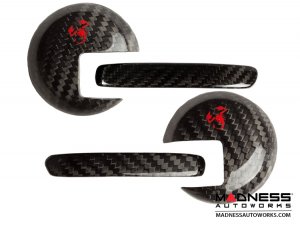 FIAT 500 Interior Door Handle Kit - Carbon Fiber - Red Scorpion Design